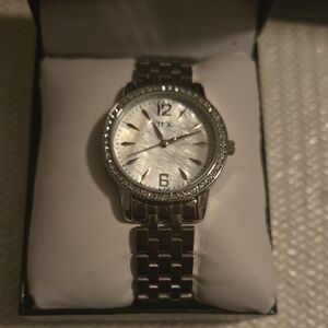 Timex Silver Women's Watch with Crystal Bezel